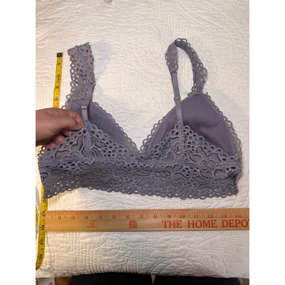IJAK Lace Bralette Womens Medium Purple Floral Longline V-Neck Adjustable Straps - Picture 6 of 8